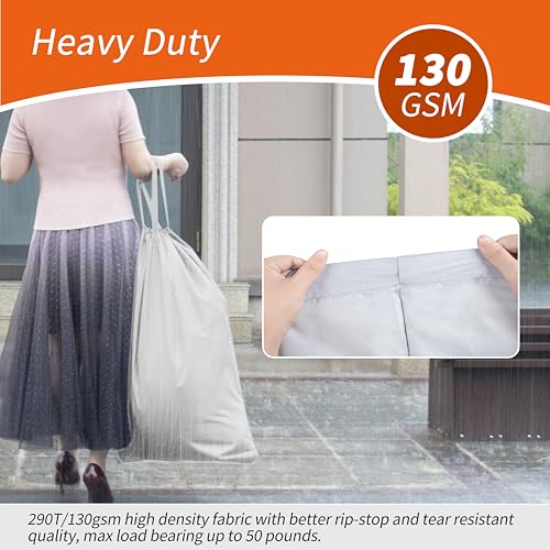 Polecasa 2 Pack Extra Heavy-Duty Laundry Bag 28x36”- Machine Washable Large Storage Bag with Reinforced Handles & Drawstring Closure & ID Tag for College Dorm Travel -Silver - color: Silver, size: 28" x 36" | 2 Pack