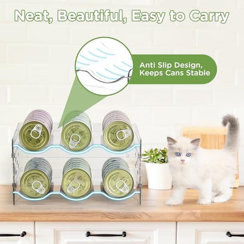 REFLYING Cat Food Can Organizer, Can Organizer for Pantry, Transparent Cat Food Storage Container Holds 36 (3.5oz) Cans, Canned Food Organizer and Storage for Countertop Kitchen Cabinet (2 Layers) - color: 3 Tier-2 Layer