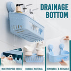 TAILI Shower Caddy Suction Cup 2 Pack, Heavy Duty Bathroom Organizer, Removable Shelves for Inside Shower, Shampoo, Waterproof Suction Plastic Storage for Bathroom Accessories Holder, Blue - style: 2 × Blue
