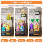 Expandable Under Sink Organizer with 5-Level Height Adjustment,2 Tier Under Sink Organizer Pull-Out Under Sink Drawers Cabinet Organizer for Kitchen & Bathroom Storage,Black,Large - size: large