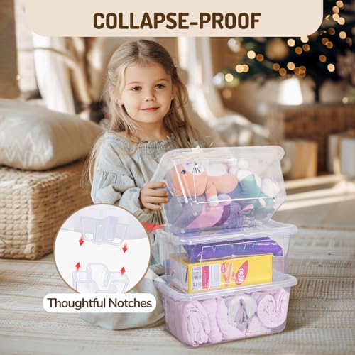GAMENOTE 6 Quart Storage Bins with Lids, Plastic Latching Box for Classroom & Kids Toy Storage,Stackable Shoe Box Size Containers for STEM Morning Tubs, Crafts & Building Blocks (6, Clear) - color: Clear