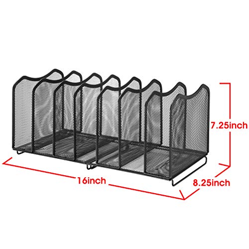 Simple Trending 2 Pack Mesh Desktop File Sorter Organizer, 7-Section Bookshelf For Desk Home Office, Black - style: 2BK-7 Section Black