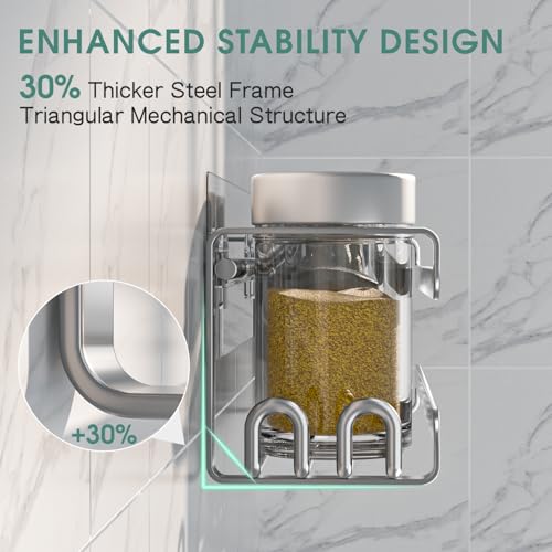 LUCYCAZ 2 Pack Wall Mounted Spice Rack with 8 Hooks, Spice Organizer Shelf for Stove Cabinet Pantry Door,Screw or Adhesive Spice Shelf Hanging Wall Spice Rack in Kitchen and RV (Silver, 2 PACK) - color: Silver, size: 2 PACK