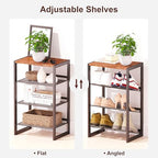 CHEMPFR Narrow 4-Tier Shoe Rack, Slim Space-Saving Shelf with Decorative Wood Top & Steel Mesh, Entryway/Closet/Dorm Organizer, 16.5x11.8x27.9 Inches - size: 4 Tier (16.5″x11.8″x27.9″)