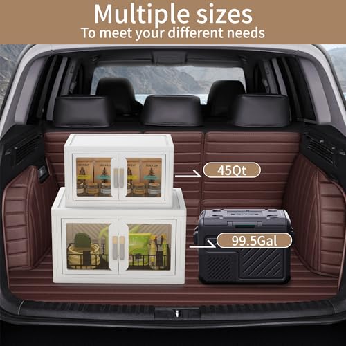UAMFURI Stackable Storage Bins with Lids, Clear Doors, Large Storage Cabinet Foldable Collapsible Closet Organizers for Bedroom Dorm Office (4, White, 120, Quarts)