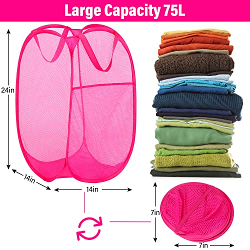 BATTOO Deluxe Strong Mesh Pop up Laundry Hamper Basket with Side Pocket for Laundry Room, Bathroom, Kids Room, College Dorm or Travel 3 Pack Blush - color: Blush, size: 3 pack
