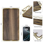 Lixple Toilet Paper Basket Holder, 13" Toilet Tank Tray, Wood and Metal Toilet Tray Vanity Organizer Bathroom Tray, Kitchen Sink Organizer for Soap Dispenser (Brown+Gold) - color: Brown+gold