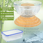 Large Stackable Set of 5 Nesting Glass Bowls with Bamboo Lids for Foodprep, Storage, Baking, Sourdough Mixing & Cooking. Microwave & Oven Safe Heat Resistant Inert Borosilicate Glass - color: 5 Mixing Bowls with Bamboo Lids (Diamond)