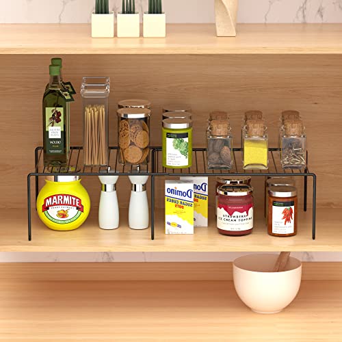 Redrubbit Expandable Shelf Rack, Rustproof Metal Storage Organizer for Kitchen, Fridge, Bathroom, Black - color: Black
