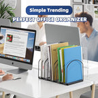 Simple Trending 9 Section Metal File Sorter Organizer for Desk Home Office, Black - style: 7 Section Black