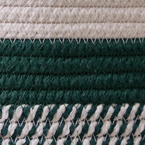 Luxury Little Extra Large Nursery Storage Basket, 20 x 20 x 13.8 inches - 100% Cotton Rope Baskets with Handles, Blanket Basket for Toys, Blankets & Pillows (Green) - color: Green