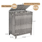 Laundry Hamper with Lid, 190L Large Laundry Basket 3 Section with 6 Removable Liner Bags & 3 Mesh Laundry Bags, Handwoven Rattan Clothes Hamper with Heightened Feet, No Install Needed, Grey - color: Grey