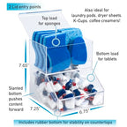 IneVibe Acrylic Dishwasher Pods & Sponge Holder w/Lids - 2 Compartment Container for Storing Detergent Tablets, Dryer Sheets, Laundry Pods for Kitchen Sink Organization
