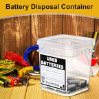 Baderke 1 Pack Battery Disposal Container Battery Recycling Container 1.32 Gallons Capacity Dry Cell Storage Recycling Bin with Label (Transparent) - color: Transparent
