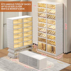 EHAMILY Foldable 9-Tier Shoe Rack Organizer for 18-36 Pairs - Collapsible Clear Plastic Shelf for Closet, Entrance or Front Door - Tall Stackable Folding Shoes Storage Boxes cabinet - size: 9 Tiers 36 Pairs