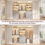 Aheaplus Closet Drawers Organizer System, 42.5Inch Wood Closet System with 4 Drawers, Modular Walk-in Closets Storage Unit, Tall Bookshelf Storage Cabinet, Grey (Set of 2)