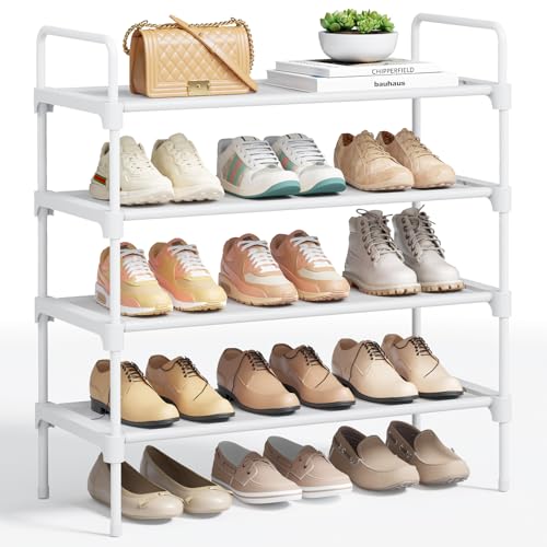 Kitsure Shoe Rack for Closet, Shoe Organizer for Front Door Entrance, Stackable Shoe Shelf, Detachable Closet Organizers and Storage, 26.6" Wide - 4 Tiers, White - color: White, size: 26.6" Wide - 4 Tiers