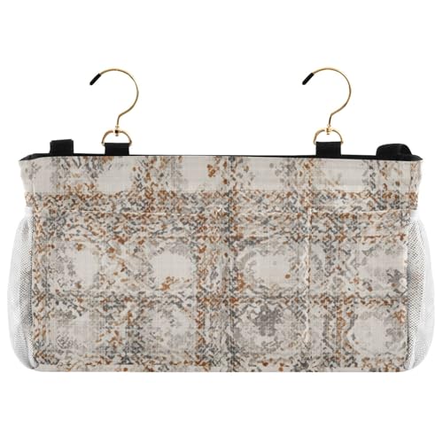 Bedside Caddy Metal Frame Hanging Organizer Bunk Bed Dorm Accessories Hook And Loop Storage Bag Large Pockets Grey Retro Bohemian - color: Grey Retro Bohemian