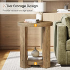 Tribesigns Side Table, 2-Tier Round End Table, Small Bedside Accent Furniture for Living Room, Bedroom (1, Brown)