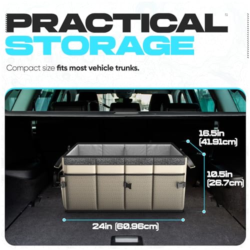 FORTEM Trunk Organizer For SUV Car Trunk Organizer, Foldable Storage, Car Accessories for Women Men, Collapsible Bag, Perfect Christmas Gifts, 600D Oxford, Non Slip Bottom, Straps, Soft Cover (65L) - color: Beige, size: Large (65L)