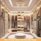 5FT Small Closet System, Baby Closet Organizer System with Wooden Drawers, 60 Inches Walk in Closet System with 5 Hanging Rods and 3 Reversible Hanging Shelving, Greige Oak - color: Greige Oak, size: 5 FT