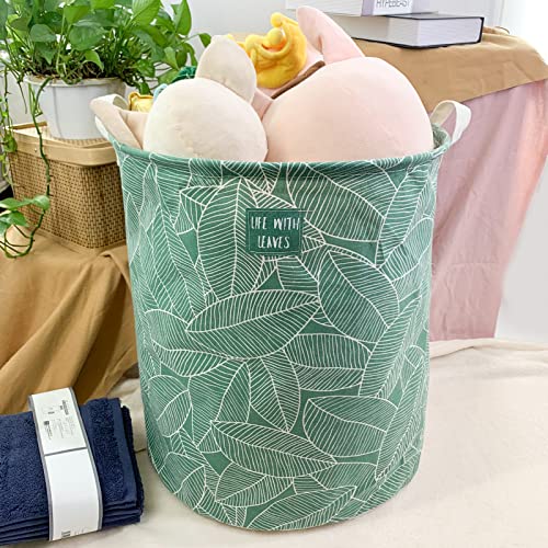 Mziart Large Foldable Laundry Basket Organizer, Collapsible Laundry Hamper Fabric Clothes Toy Storage Basket Nursery Hamper Storage Bin for Household Bedroom, Bathroom, College Dorm (Big White Leaf) - color: Big White Leaf