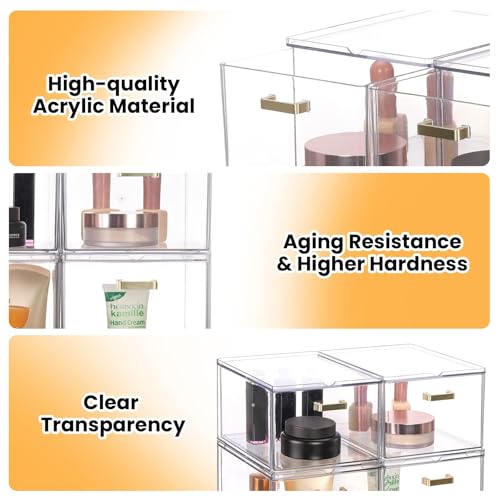 LALOBLUE Set of 5 Stackable Storage Drawers, Clear Acrylic Organizer Bins for Beauty Supplies, Perfect for Makeup Vanity, Undersink, Kitchen, Cabinet,Pantry Organization and Storage - style: 5 Pack
