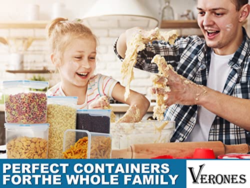 VERONES Large Tall Airtight Food Storage Containers, 10 PACK Plastic Airtight Kitchen & Pantry Organization, Ideal for Flour & Sugar Plastic Canisters with Labels - color: Blue