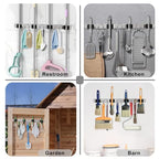 Mop Broom Holder Wall Mount, Silver Stainless Steel Tool Storage Organizer for Kitchen Garden Garage Laundry Room Bathroom and RV with 4 Slots 6 Hooks - color: Silver-1 Pack