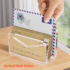 FUCDTEFC Acrylic Mail Holder, Clear Acrylic File Letter Organizer, Vertical Envelope Mail Holder for Desk, Lightweight Countertop Bill Holding Sorter Letter Invoice Stand for Home Office School - size: 1 Section Clear