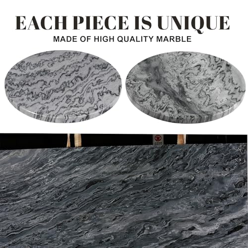 Karibiber Natural Marble Tray, 11.8in Serving Tray for Fruit, Round Decorative Vanity Dish for Jewelry&Key, Quality Storage Plate for Kitchen Coffee Table and Bathroom Desktop, Monte Grigio - color: Monte Grigio