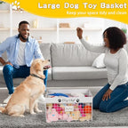 Bfttlity Dog Toy Basket - Large Dog Toy Box with Handles and Label Position Design for Living Room, Metal Dog Toy Bin Storage for Dogs Chew Pets Toys, Blankets, Clothes, Food (White) - color: Large White