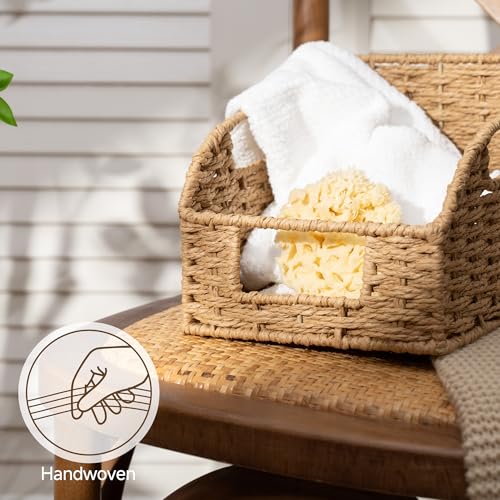StorageWorks Paper Rope Pantry Storage Baskets, Wicker Baskets with Built-in Handles, Handwoven Shelf Baskets for Organizing, Pantry Organizers and Storage, Natural, 3 Pack - color: Light Brown(Paper Rope), size: 17"L x 11"W x 7½"H + 2x 7½"L x 9½"W x 6¾"H