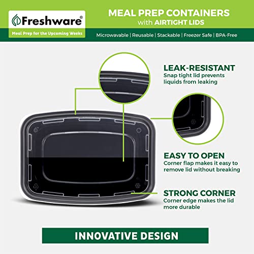 Freshware Meal Prep Containers [50 Pack] 1 Compartment Food Storage Containers with Lids, Bento Box, BPA Free, Stackable, Microwave/Dishwasher/Freezer Safe (16 oz) - size: 16OZ_50PK