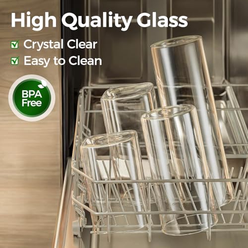 ComSaf 1.2 QT Glass Storage Containers with Lids, Glass Jars with Lids, Clear Food Jar, Square Canister Set of 6, Pantry Organizers and Storage for Cookie Flour Oat Pasta Tea Coffee Bean (Pack of 2) - size: 1.2Qt*6 (Pack of 2)