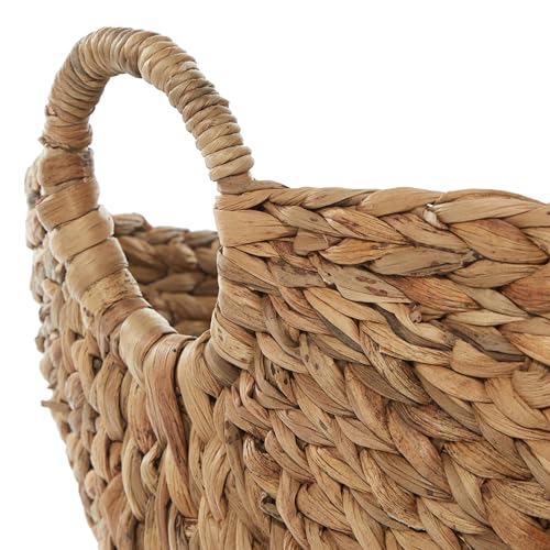Deco 79 Seagrass Handmade Decorative and Functional Storage Basket Large Woven Basket Organizer with Ring Handles, Basket for Storage 20" x 18" x 19", Brown - size: 20" x 18" x 19"