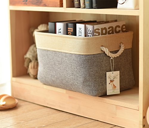 TheWarmHome Fabric Storage Bins Baskets for Organizing, Large Sturdy Storage Basket W/Handles, Decorative Foldable Storage Baskets for Shelves Closet Nursery Toy (Large - 3 Pack 15.7L×11.8W×8.3H) - color: Gold&Grey, size: 3PCS/Large - 15.7Lx11.8Wx8.3H