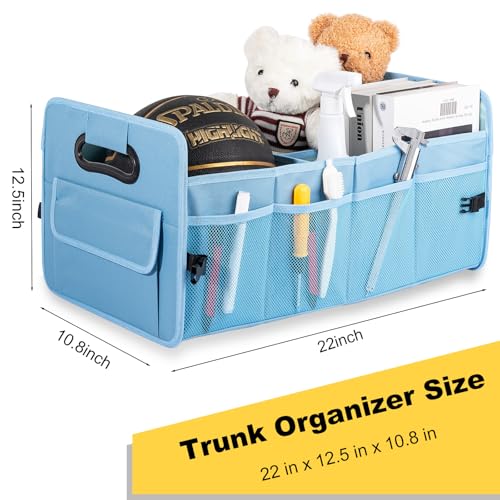 JiatuA Car Trunk Organizer, Car Organizers and Storage Collapsible Multi Compartment Container Box, Adjustable Car Accessories for SUV Sedan Truck, Standard Size, Light Blue - color: Light Blue, size: Standard