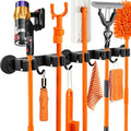 Magnetic Broom Holder Wall Mount with 4 Hooks and 5 Rack- Heavy Duty Non-Slip Mop Hanger for Wet Mops&Cleaning Tools on Refrigerator,Metal Door,Garage,Kitchen,Laundry Room