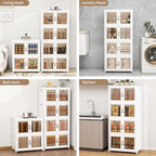 UAMFURI Stackable Storage Bins with Lids, Clear Doors, Large Storage Cabinet Foldable Collapsible Closet Organizers for Bedroom Dorm Office (4, White, 120, Quarts)