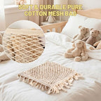 Ofiray-home Stuffed Animal Hammock, Bedside Stuffed Animal Storage Net Corner - Kids Nursery Wall Bedroom Home Decor, Cotton Bedside Toy Organizer Net with Tether, Stretches up to 47.25 In, Beige