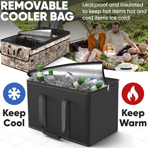 FORTEM Trunk Organizer with Cooler For SUV Car Trunk, Foldable Storage, Car Accessories for Women Men, Collapsible Bag, Perfect Christmas Gifts, 600D Oxford, Non Slip Bottom, Straps, Soft Cover (105L) - color: Desert Camo, size: XXL (105L)