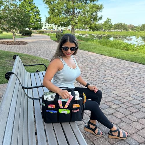 Craft Tote Bag, Art Organizer,Cleaning Supply Caddy, Carrying Bag with Handle for Multi-Purpose, Organizer Caddy for Pets (Black) - color: Black