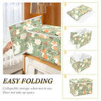 Woodland Animal Storage Box with Lid and Handles Large Collapsible Fabric Storage Basket Closet Organizer Bin Woodland Animal Basket for Nursery Bedroom Office