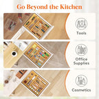 Lifewit Silverware Drawer Organizer, Utensil Tray for Kitchen, Flatware and Cutlery Holder, Storage for Spoons Forks Knives, 33 x 42cm, Natural - size: 12.9''W x 16.5''D