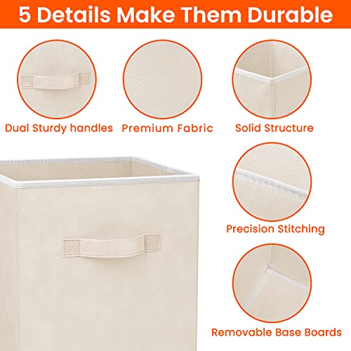 Criusia Large Storage Cubes - 13 Inch Heavy Duty Fabric Storage Bins for Shelves Closet, Cube Organizer - 8 Pack Collapsible Cube Storage Bins Baskets for Organizing Clothes Blankets Toys (Beige) - color: Beige, size: Large -13 inches