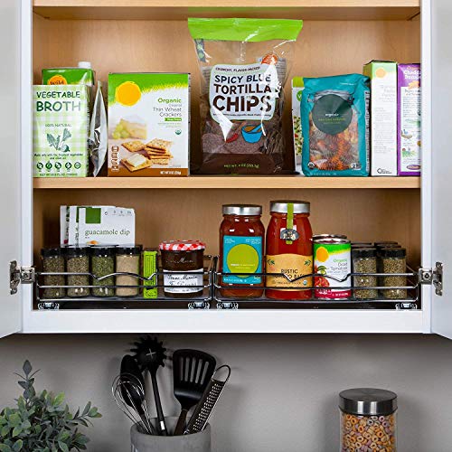 Pull-Out Cabinet Spice Rack Organizer - Slim Slide-Out Storage for Spices, Bottles & Jars, Premium Heavy-Duty Steel, Easy Install for Narrow Kitchen Cabinets - 12 ⅜ W x 10 ⅜ D x 2 ¾ H, Chrome - size: 12 Inch - Single