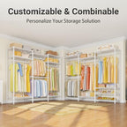 VIPEK V5 Portable Closet Wardrobe Heavy Duty Clothes Rack, Freestanding Clothing Racks with 4 Hang Rods & 8 Shelves, Adjustable Custom Closet Racks, 68.9" L x 15.7" W x 76.4" H, Max Load 800LBS, White - color: White, size: V5 Standard