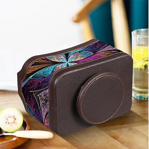 Fanousy 360° Rotating Remote Control Holder, PU Leather TV Remote Caddy Organizer Basket Storage Box with 5 Compartments for Pen, Pencil, Art Supplies, Makeup Brush, Office Desk Table Accessories - color: Butterfly