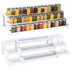 3-Tier Spice Rack Organizer for Kitchen Cabinet or Pantry, 16"-29" Expandable Spice Organization Shelf, Seasoning Organizer, Metal Display Shelf, Slip-Resistant Design for Jars and Bottles, White - size: Small-White- Fits 9.25" Deep Cabinet